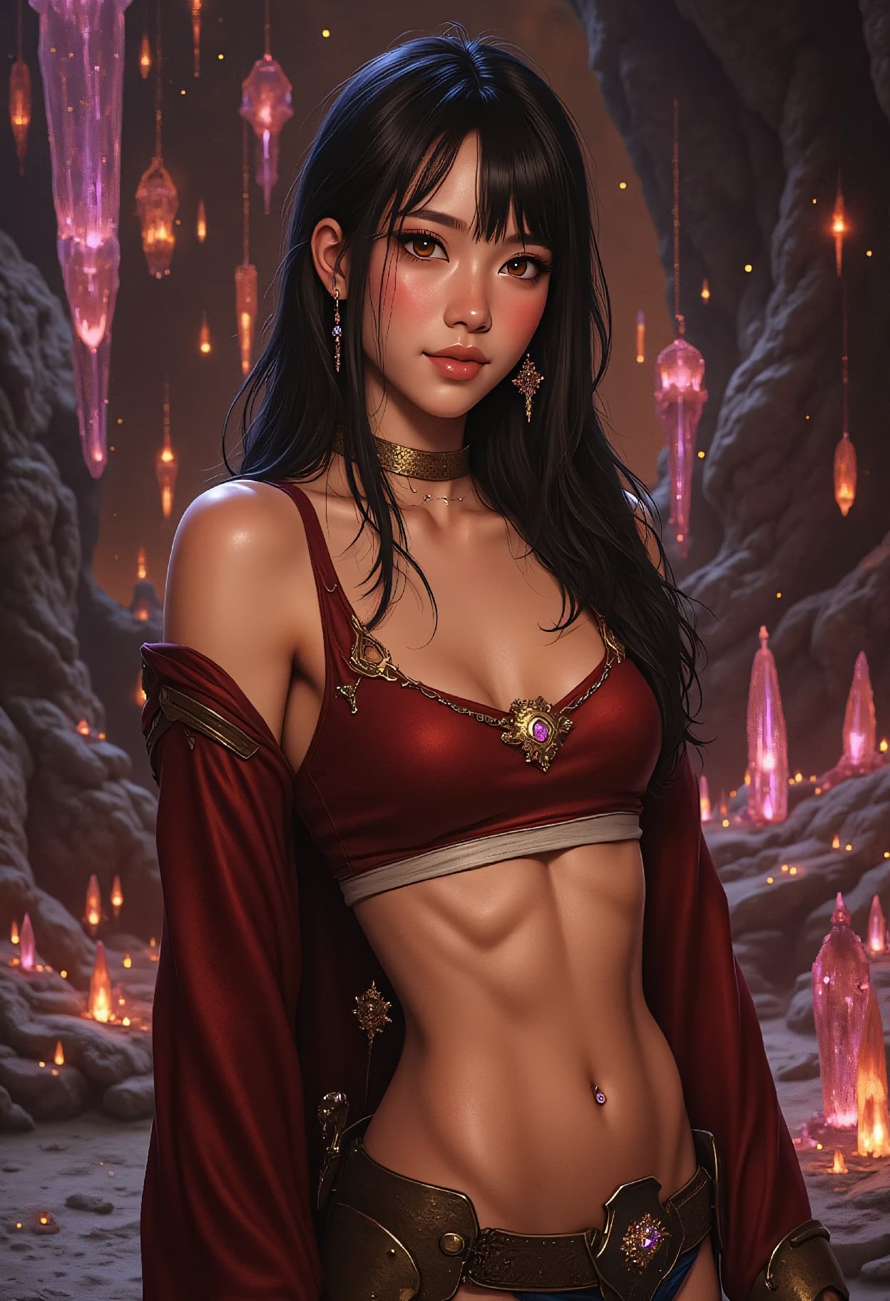 AI generated: 24 year young niji anime asian girl, very sultry look, so hot girl, beautiful charismatic girl, so h...