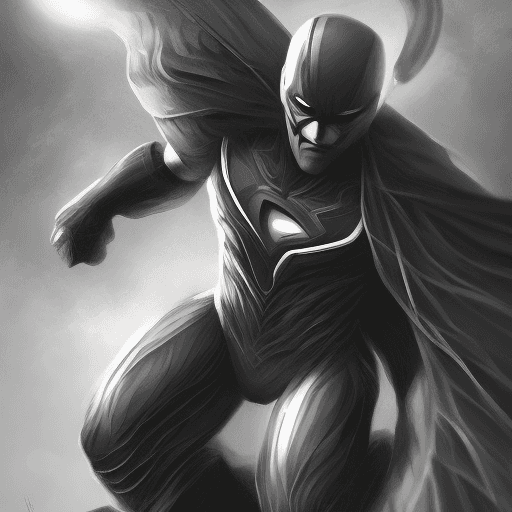 AI generated: black and grey ilustration of a superhero