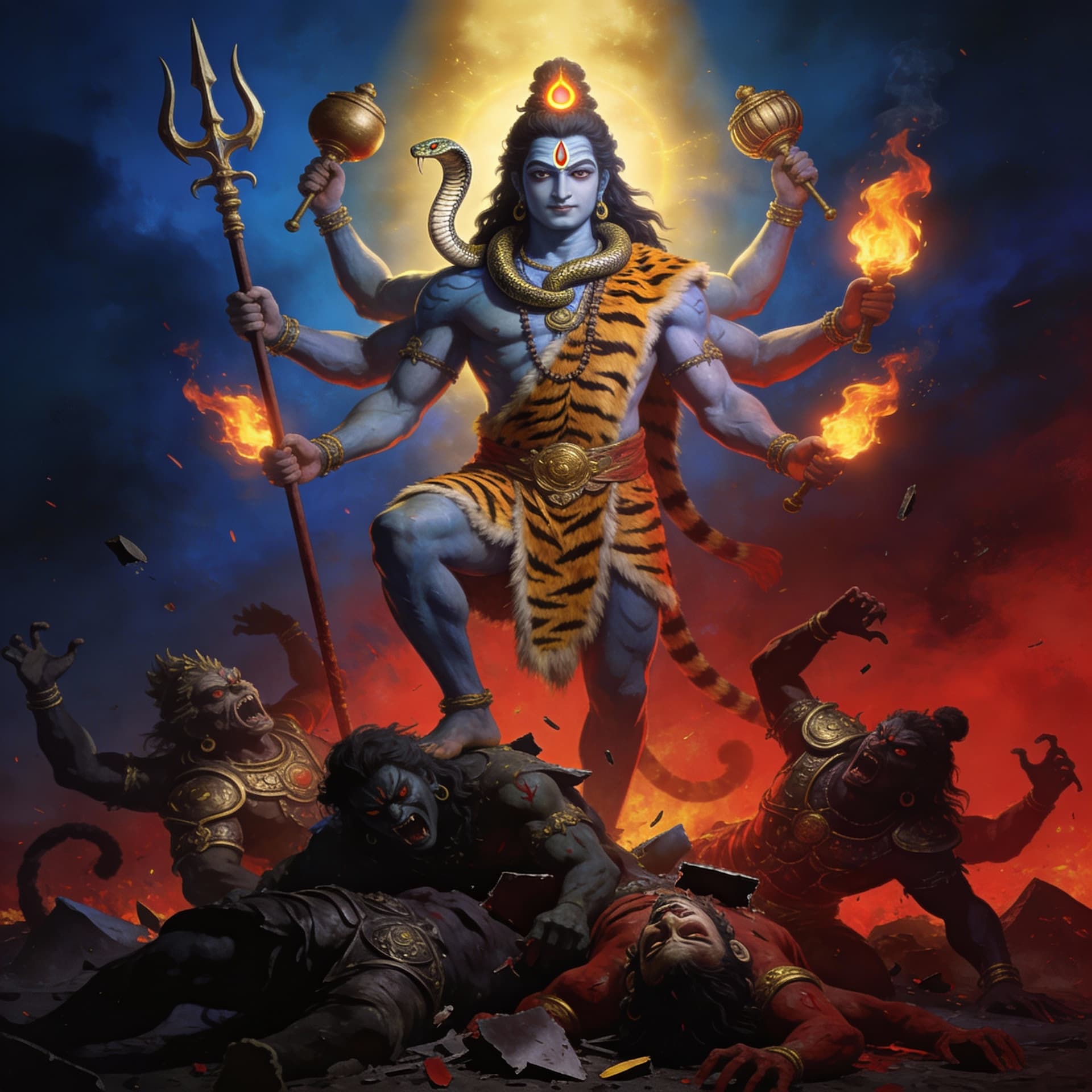 AI generated: Lord Shiva killing asuras 9:16 scale full Ultra hd