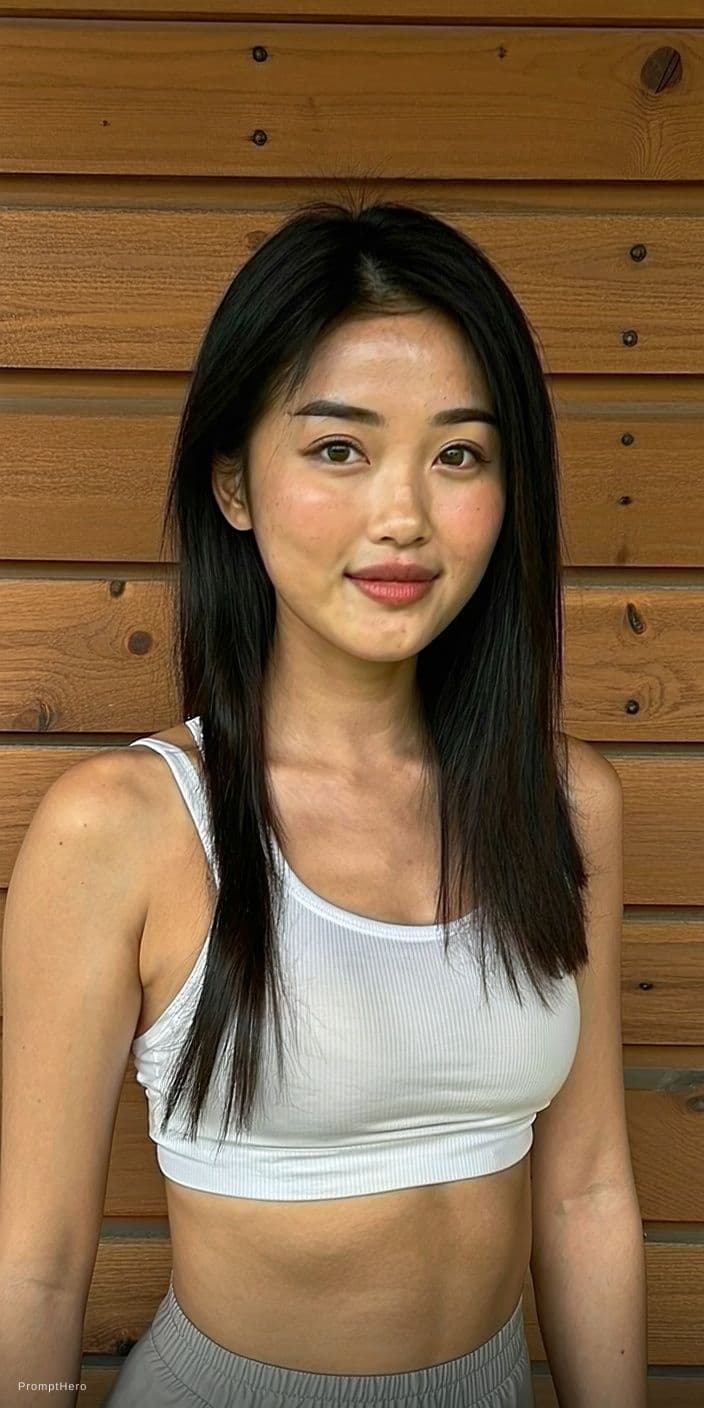 AI generated: A young Southeast Asian woman with an identical face, maintaining her original face, preserving faci...