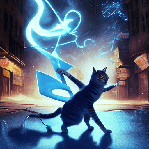 AI generated: an anthropomorphic cat wearing white linen is depicted in an action pose, swirling water with an arr...