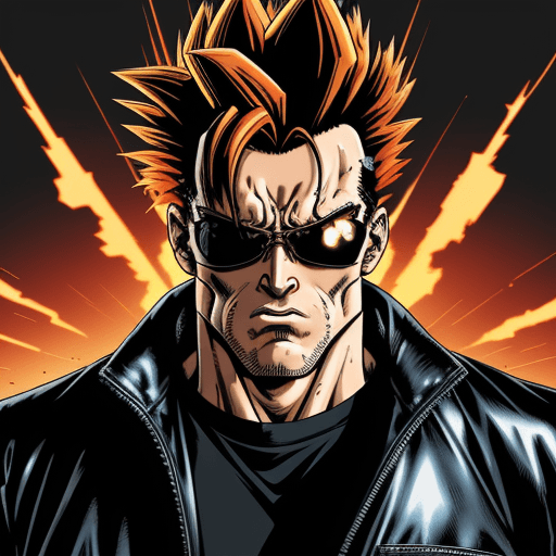 AI generated: 
Terminator T-800 turned into Son Goku