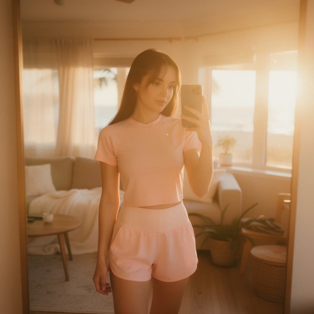 AI generated: Hyperrealistic photo, beautiful girl in reference image model in beachwear, shot on iphone 14 pro ma...