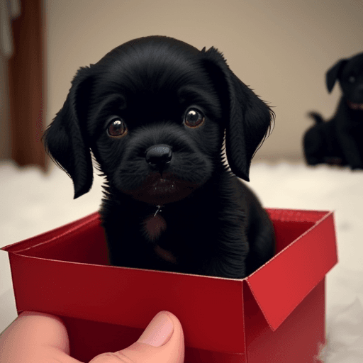 AI generated: 😮 you got a small black puppy for Christmas 🎄 ♥️ 😀 😄