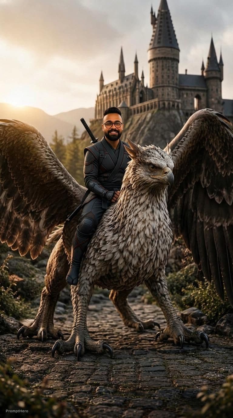 AI generated: on the falcon's back