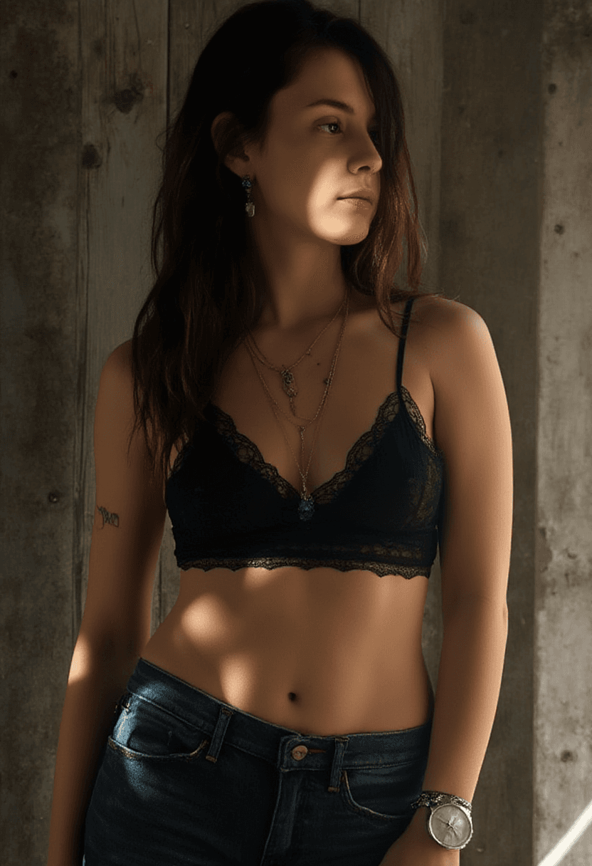 AI generated: Create a photorealistic image of a fit adult woman with long dark hair styled in loose waves, wearin...