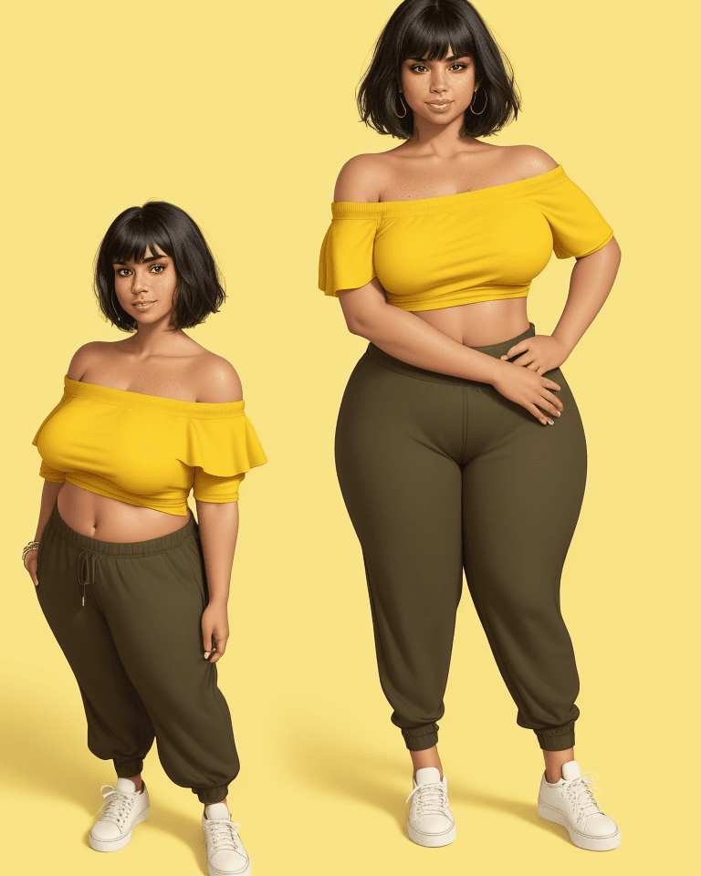 AI generated: 1woman, Extremely curvaceous, full-busted, tan, thick eyebrows, freckles, short black hair with very...
