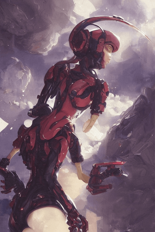 AI generated: Hyper realistic painting of a beautiful girl in an EVA plugsuit, hyper detailed, anime, by greg rutk...