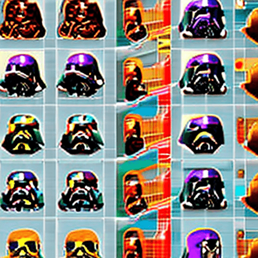 AI generated: table layout of eight unique and realistic star wars emojis, highly detailed, 8k, octane render