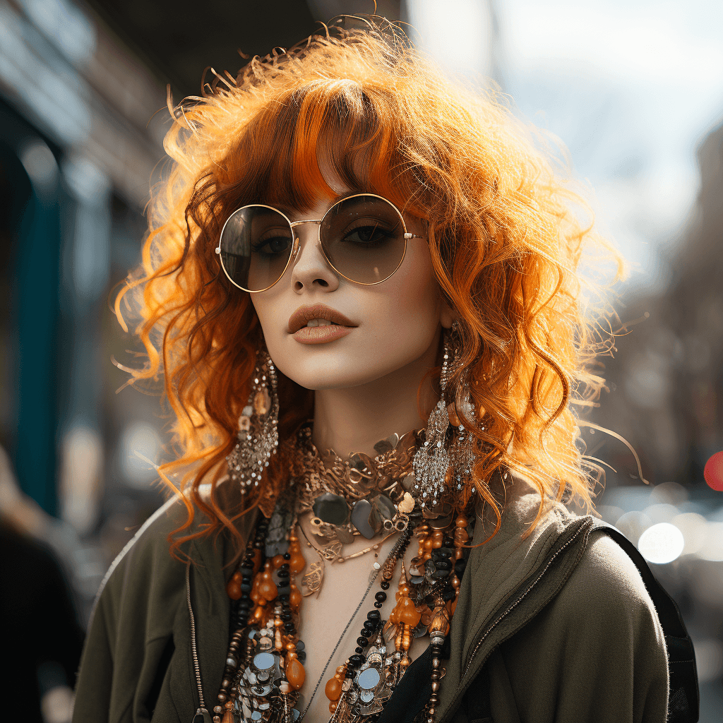 AI generated: street style photo portrait of the young instagram model, sparklecore, appropriation artist, clear e...