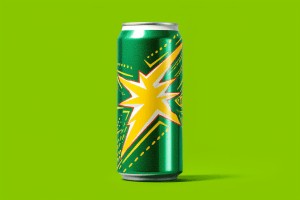 AI generated: Headshot of a vibrant green energy drink packaging design. Contemporary, Pixelart style, ultra hd, p...