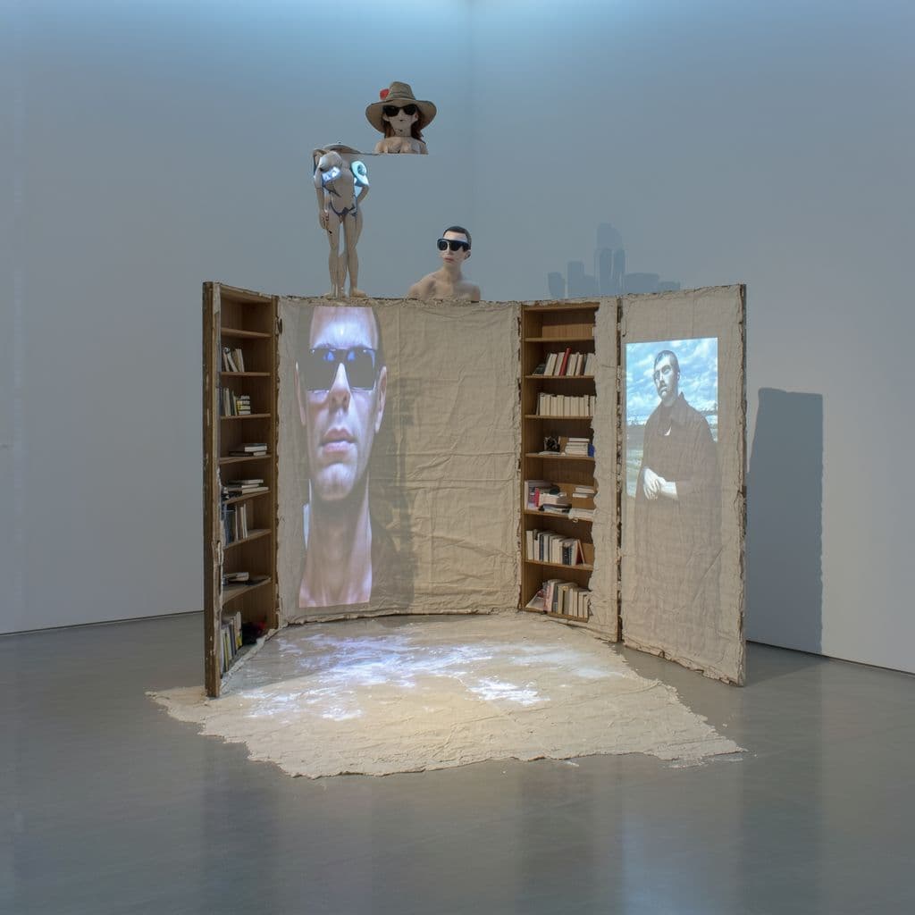AI generated: Generates an image showing an exhibition in prespective, seen from top to bottom.
The exhibition is ...