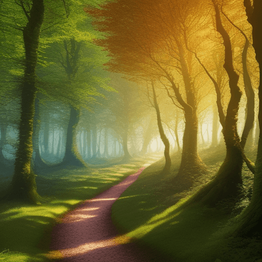 AI generated: farbenprächtiges bild, lumiessence, fantasy, landschaft wald wüste, farbelwesen, 8k 