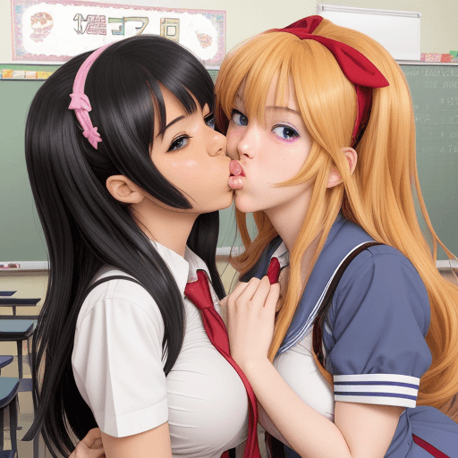 AI generated: Super hot sexy anime two girls lesbian classroom schoolgirl anime cute nsfw 2d kissing sex milk