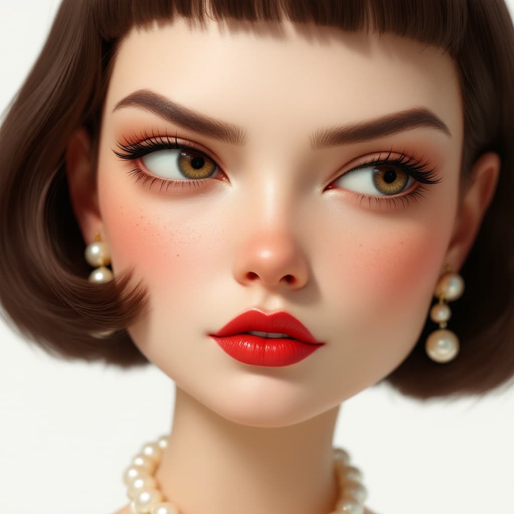 AI generated: whimsical Realistic illustration,bryce 3D,with a big head shots,extra closed-up shot from a low Angl...