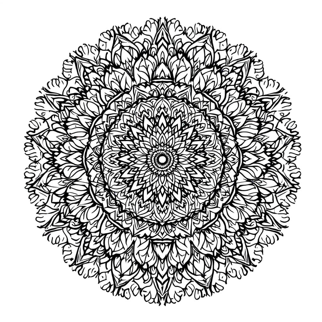 AI generated: highly detailed floral mandala, intricate symmetrical patterns, botanical elements, black and white ...