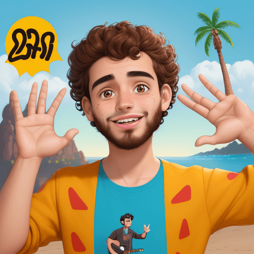 AI generated: Pixar-style illustration of this Luisito, a 25-year-old young man, influencer, traveller big forehea...