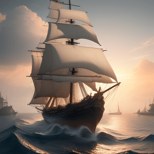 AI generated: Photo of a ultra realistic sailing ship, dramatic light, pale sunrise, cinematic lighting, battered,...
