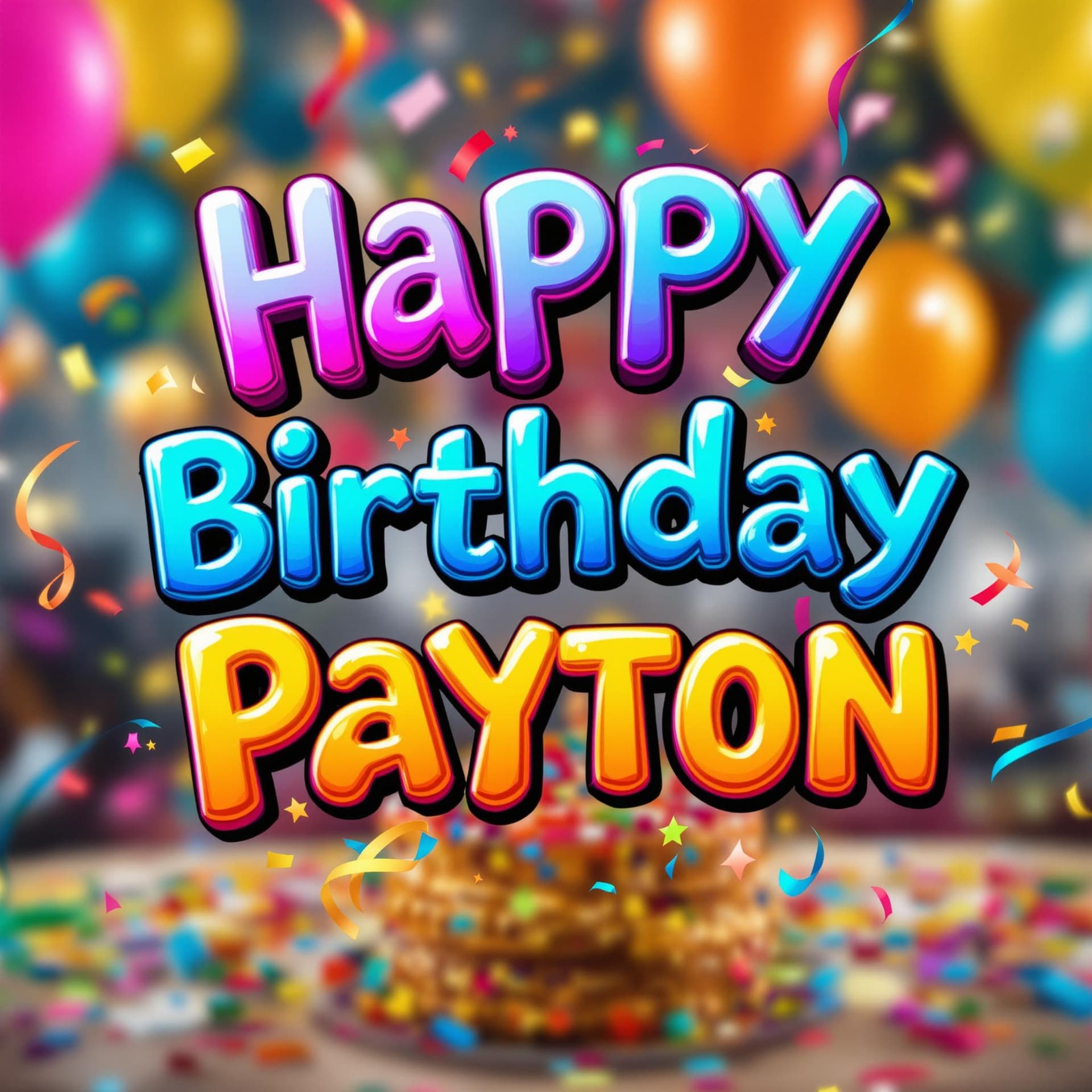 AI generated: Create an eye-catching image with the words "Happy Birthday Payton" prominently centered in the midd...