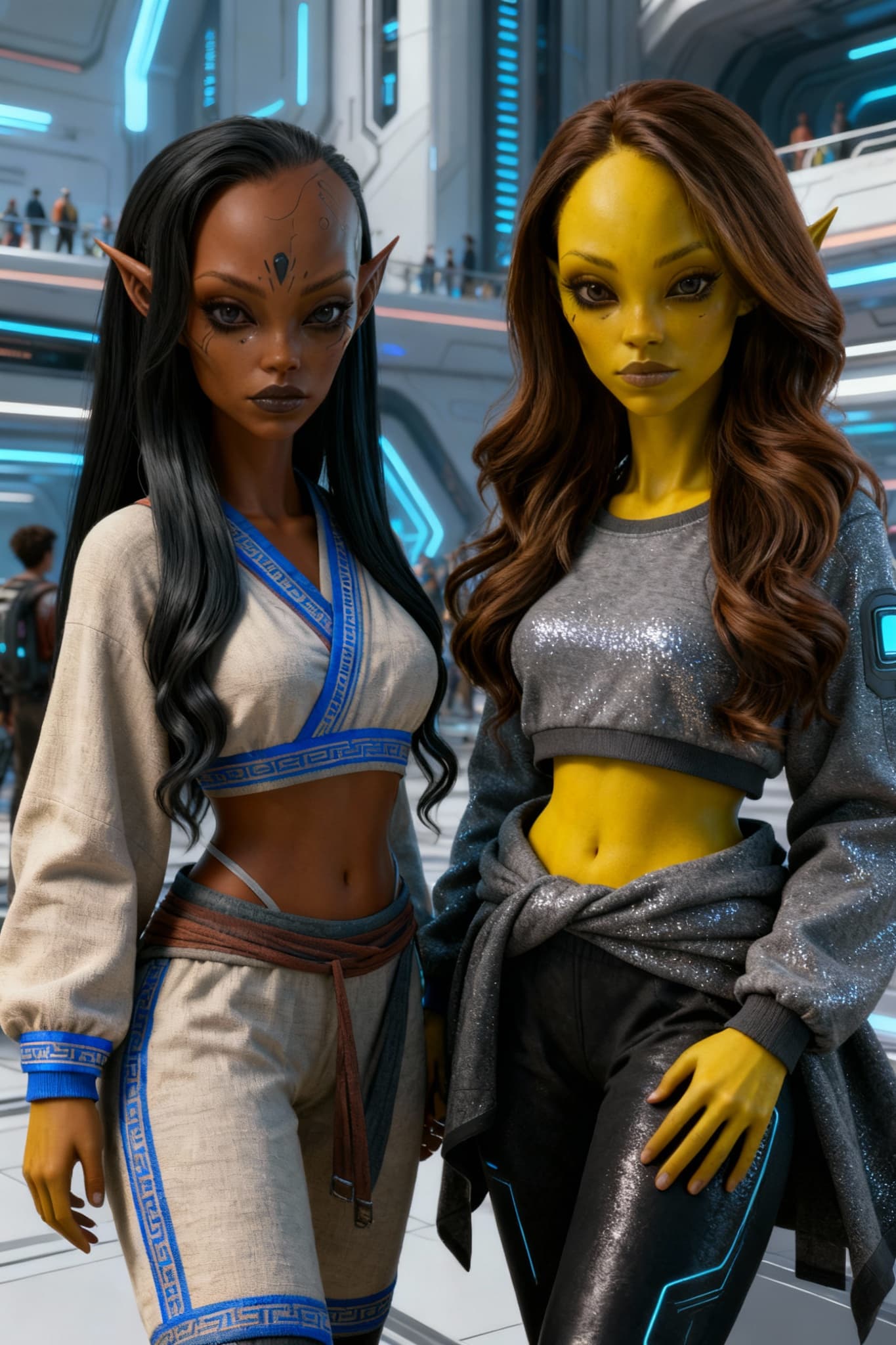 AI generated: Two best friends hanging out together. Join these two characters in one image. Unreal Engine 5 Ultra...