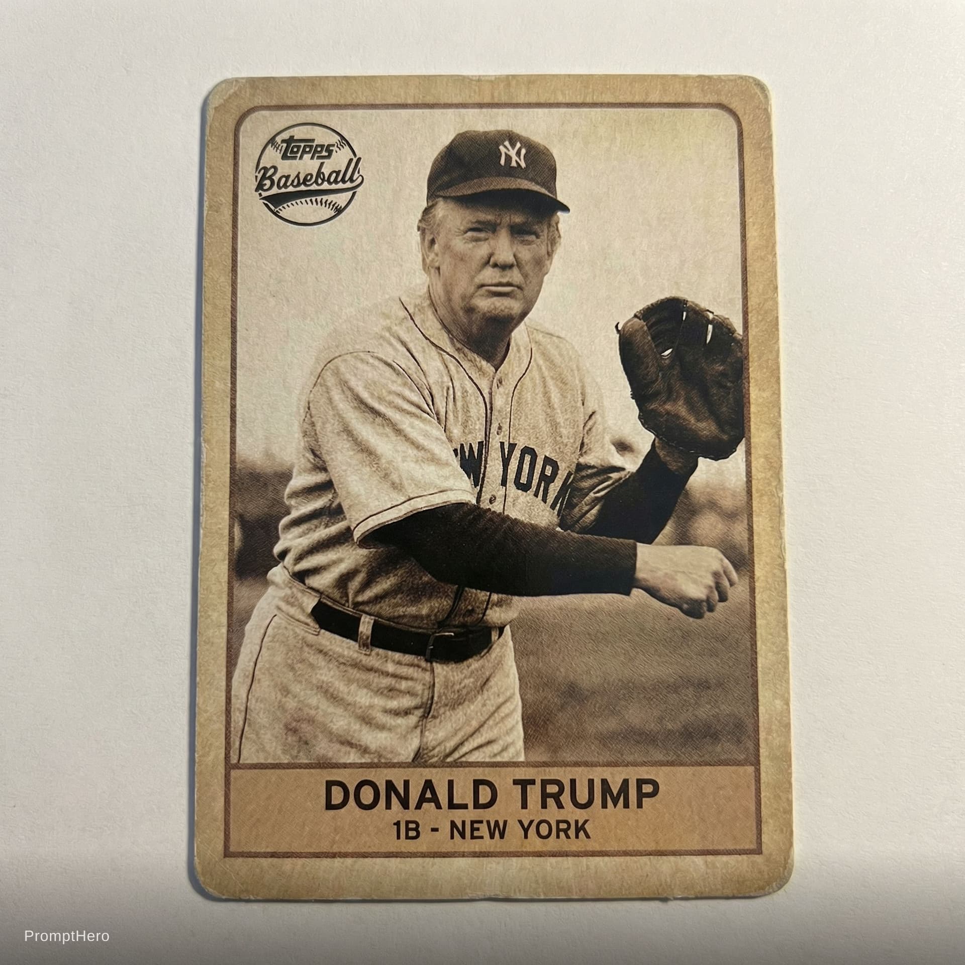 AI generated: create realistic donald trump as a topps baseball card flatten image