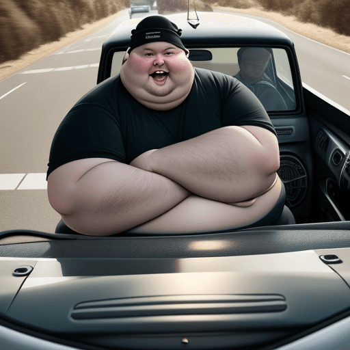 AI generated: Fat man's dangerous driving