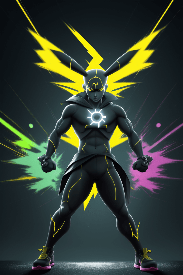 AI generated: pokemon pikachu, active pose, anime, scetch, nvinkpunk, abstract brush strokes, heavy lines, HDR Neo...