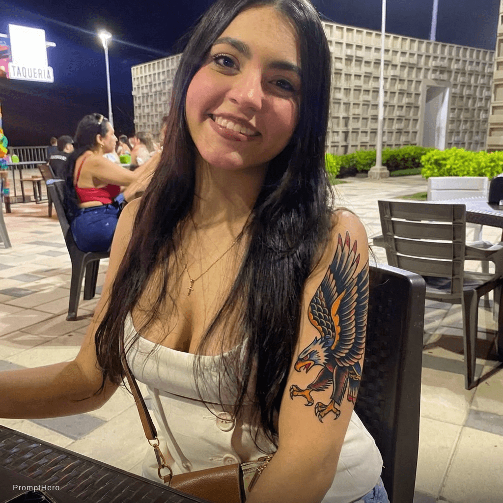 AI generated: traditional eagle covering full bicep, bold American style with color