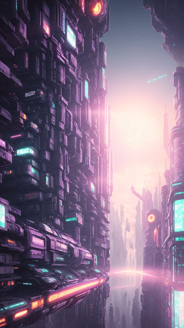 AI generated: cyberpunk style, futuristic, dystopian, population gathering below gigantic rectangular deep-onyx co...