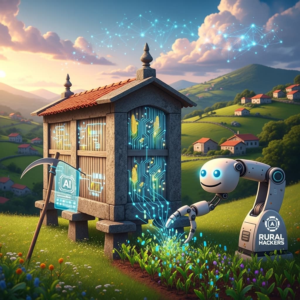 AI generated: Create an image for my project in Rural hackers which is a project in anceu, Galicia the main goal o...