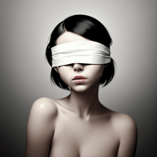 AI generated: a fine art cinematic photography portrait of a women, blindfolded with a brushstroke, face straight ...