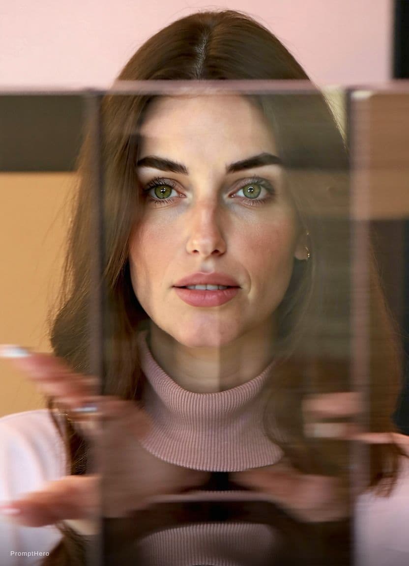 AI generated: {
  "subject": {
    "type": "adult woman",
    "age": "mid-20s",
    "face": {
      "shape": "soft...