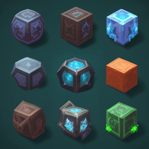 AI generated: game sprite sheet of rpg Achievements icons, elemental effects, fantasy skill icons, game battle ski...