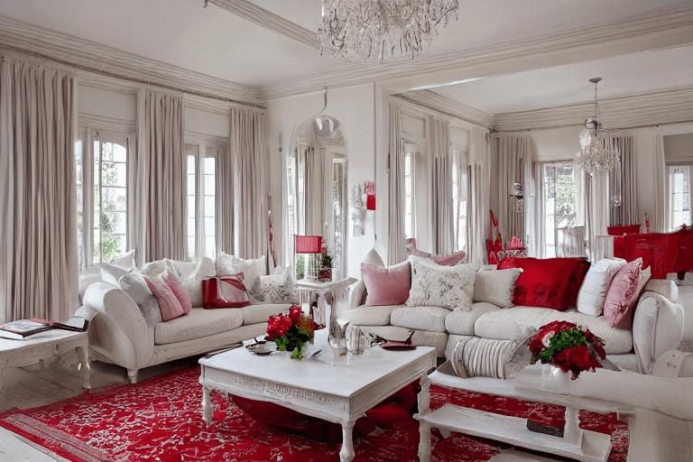 AI generated: high resolution photography interior design, dreamy living room, elegant room, fire place, wooden fl...