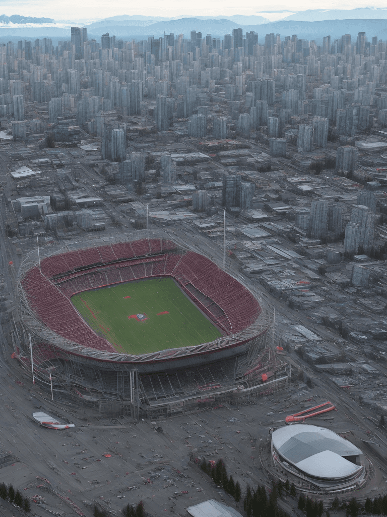 AI generated: BC place stadium, Vancouver, Bc, Canada, dystopian and apocalyptic future,   