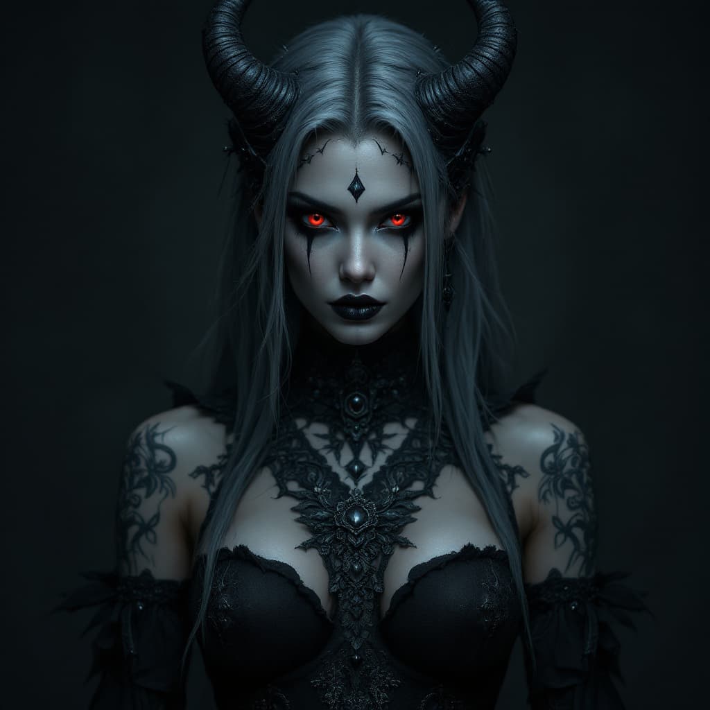 AI generated: a full tall body woman portrait of dark queen, dark fantasy randy theme, mystical, zoomed, Dark them...