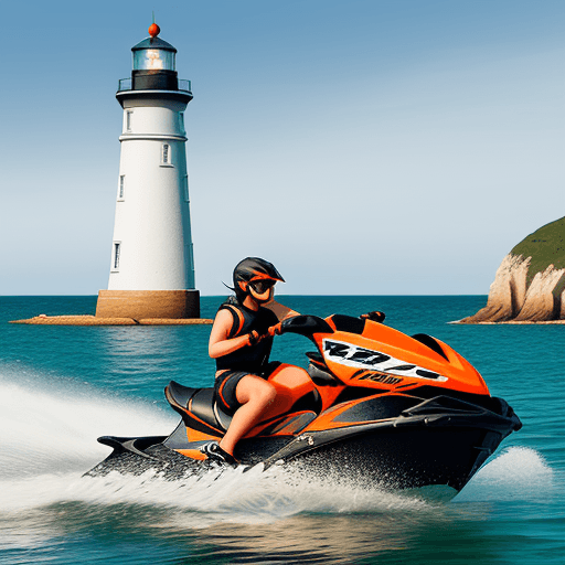 AI generated: Create a logo for a jet-ski company, located in Erquy, France, with a vintage style draw. Display th...