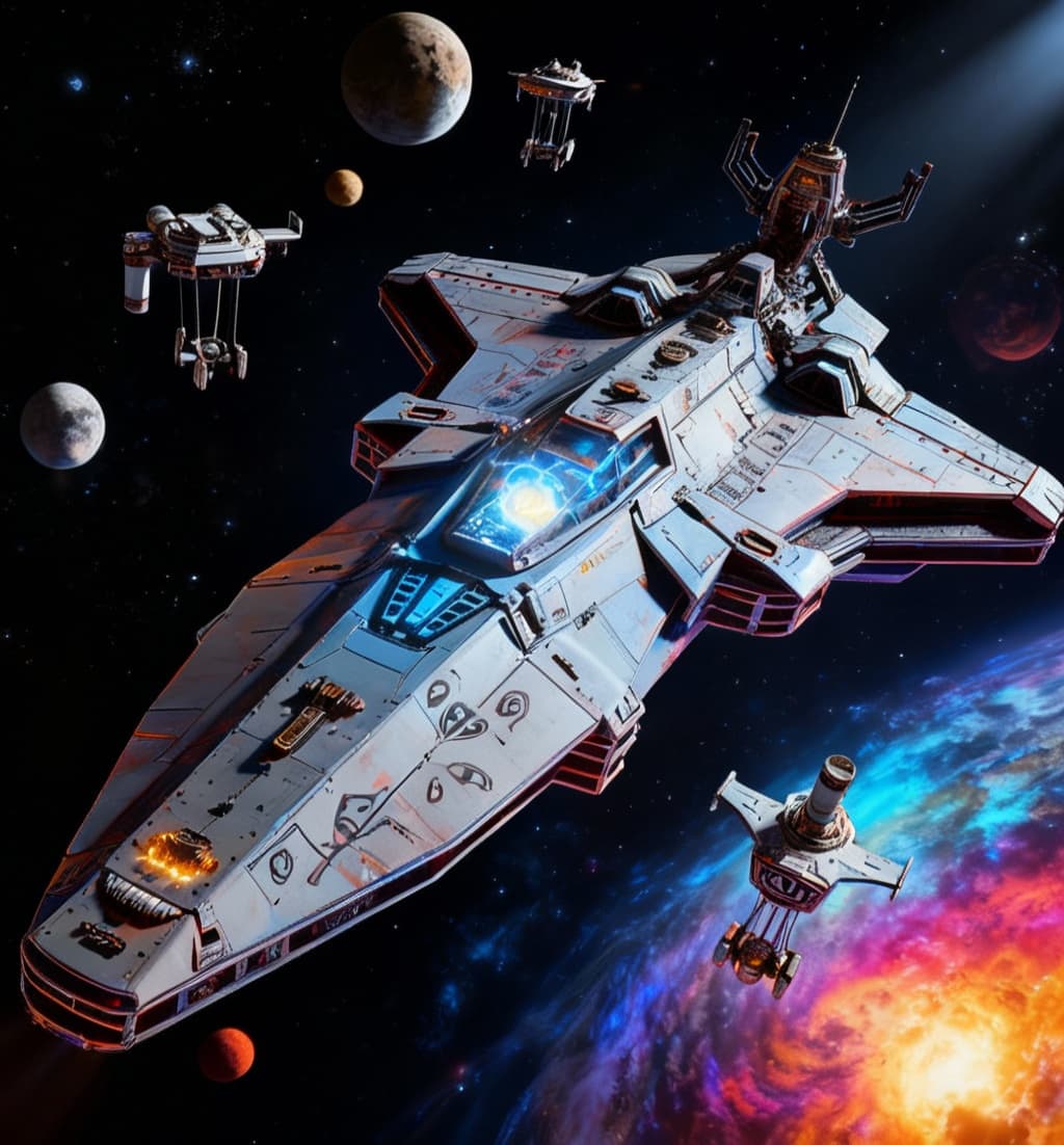 AI generated: Reimagine, in detail, the alien spaceship to show a new design. Reposition and add or change paint c...