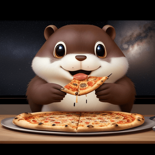 AI generated: a gopher eating pizza, they're sitting at a conference watching slides depicting golang code, sophis...