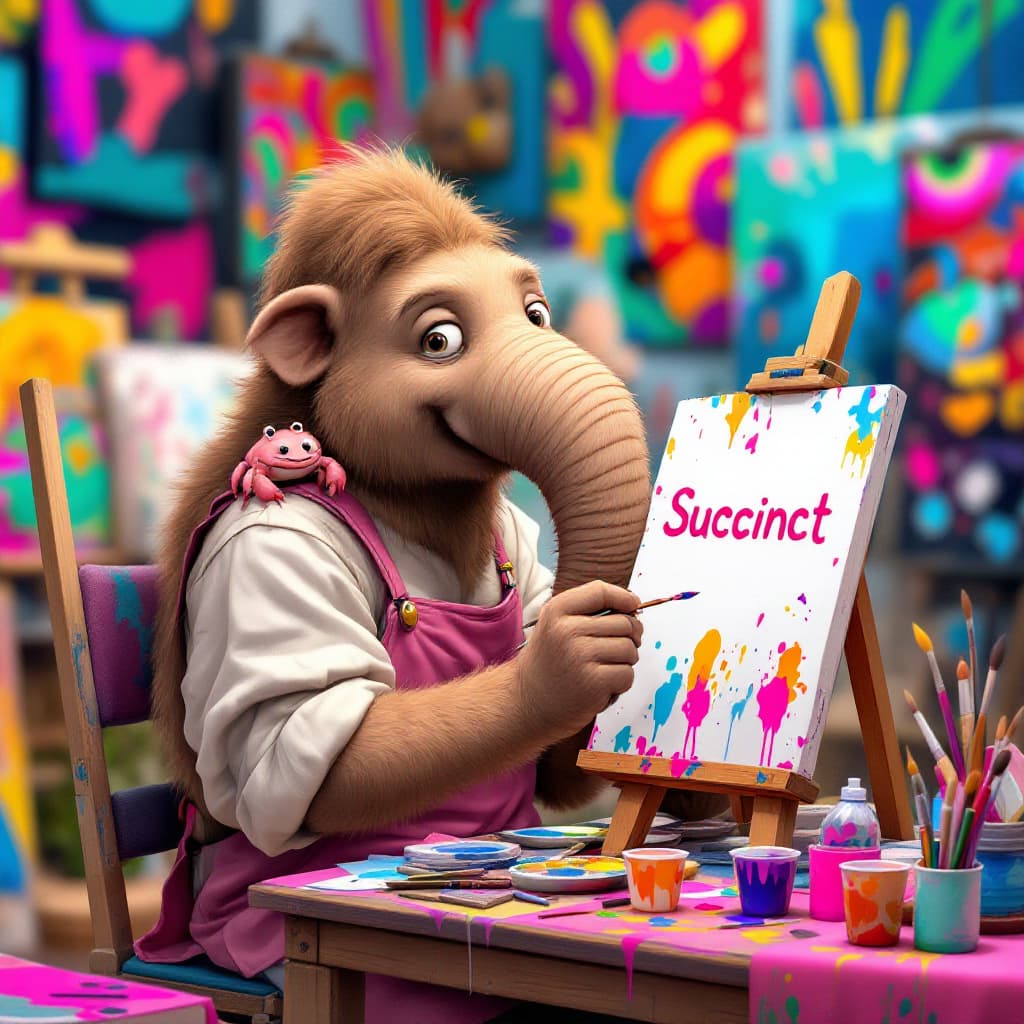 AI generated: A vibrant illustrated in a high-quality Procreate featuring a baby mammoth wearing a pink apron and ...