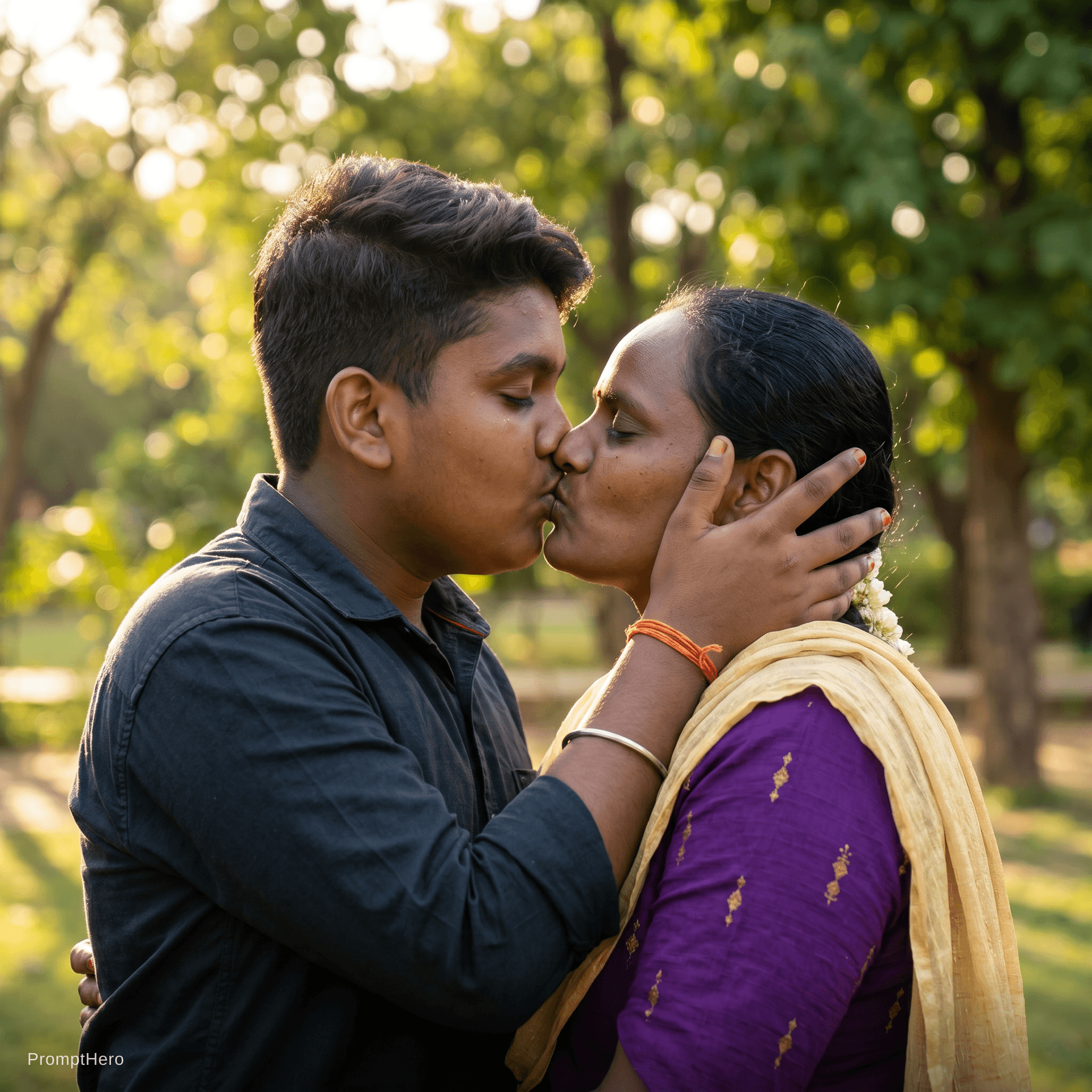 AI generated: Kissing hot of romantic couple 