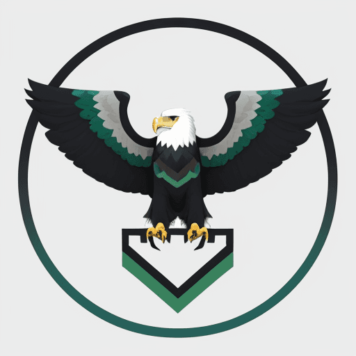 AI generated: Simple geometric eagle logo gren colors