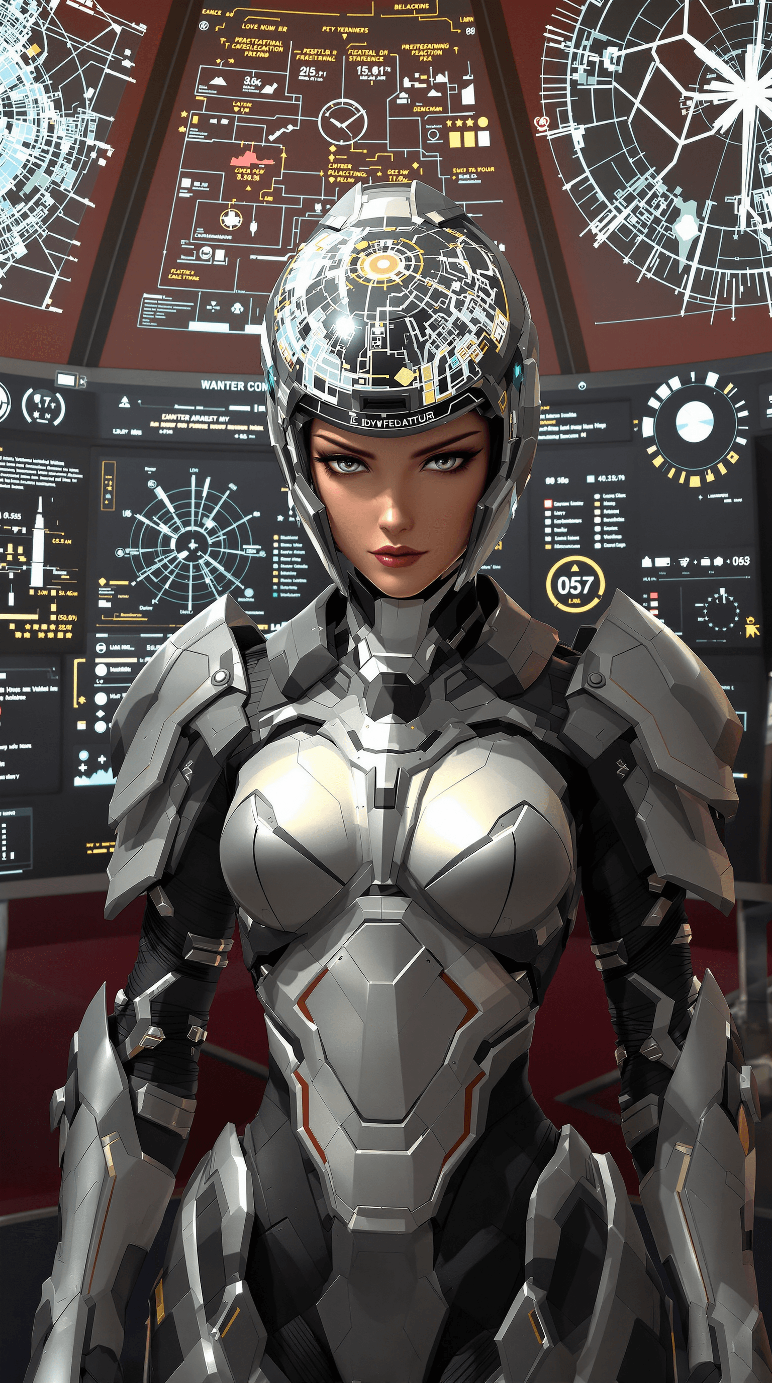 AI generated: A pretty, powerful, and calculating strategist with a slender, yet strong form, her sharp, intellige...