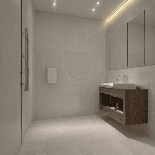 AI generated: High resolution photography interior design, ,marble floor tiles ,wc,bidet,spot lights,led lights,in...