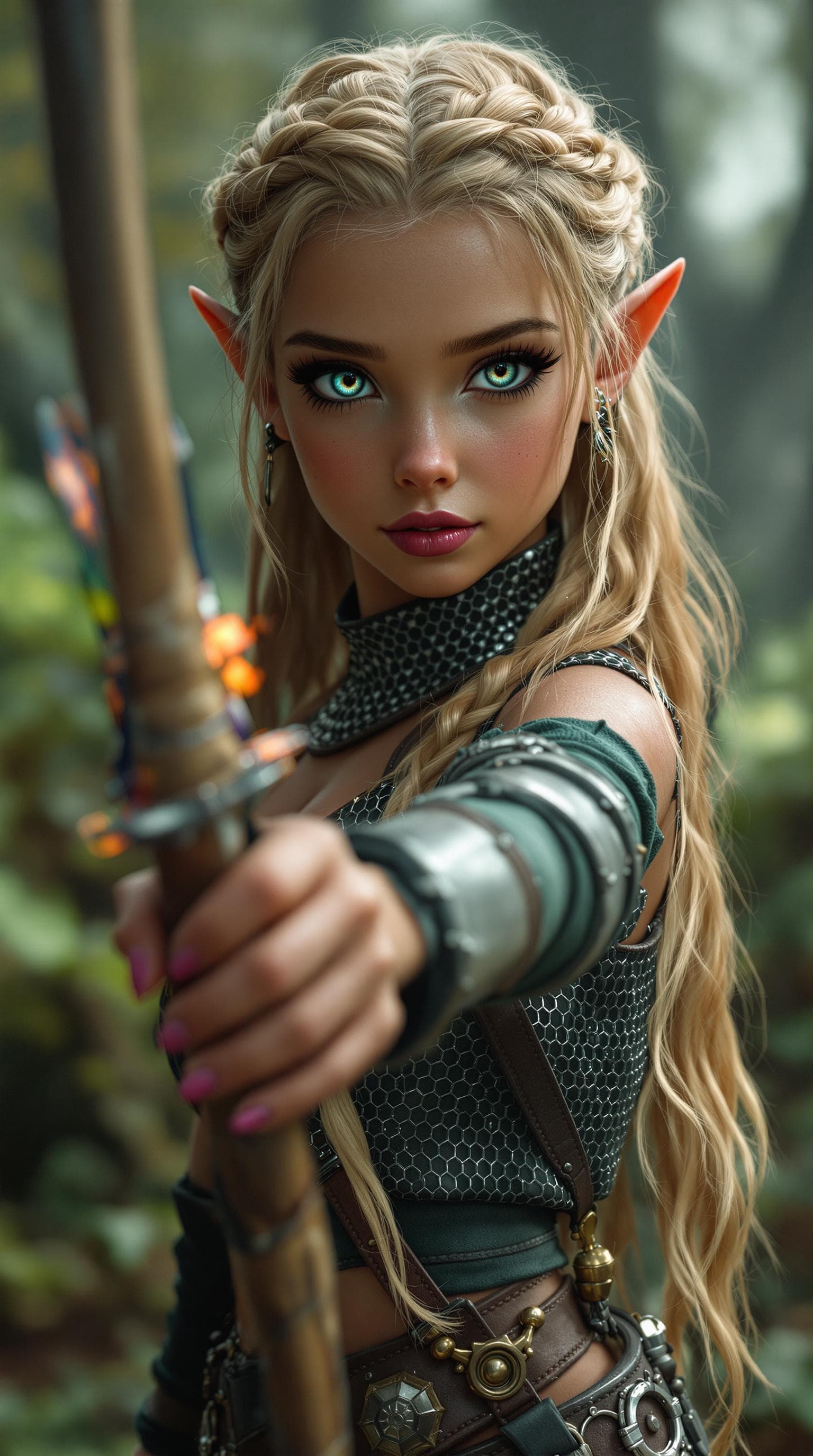 AI generated: A professional photograph of most beautiful girl in the world, age 8  short-eared elf, captured in a...