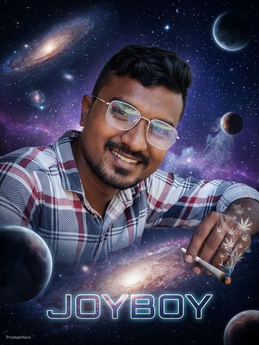 AI generated: a weed addicted preson any time bring smile and his name was joyboy background space 