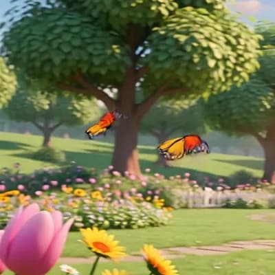 AI generated video: Style: Pixar-style 3D animation, cinematic lighting, vibrant colors, soft warm sunlight, smooth came...