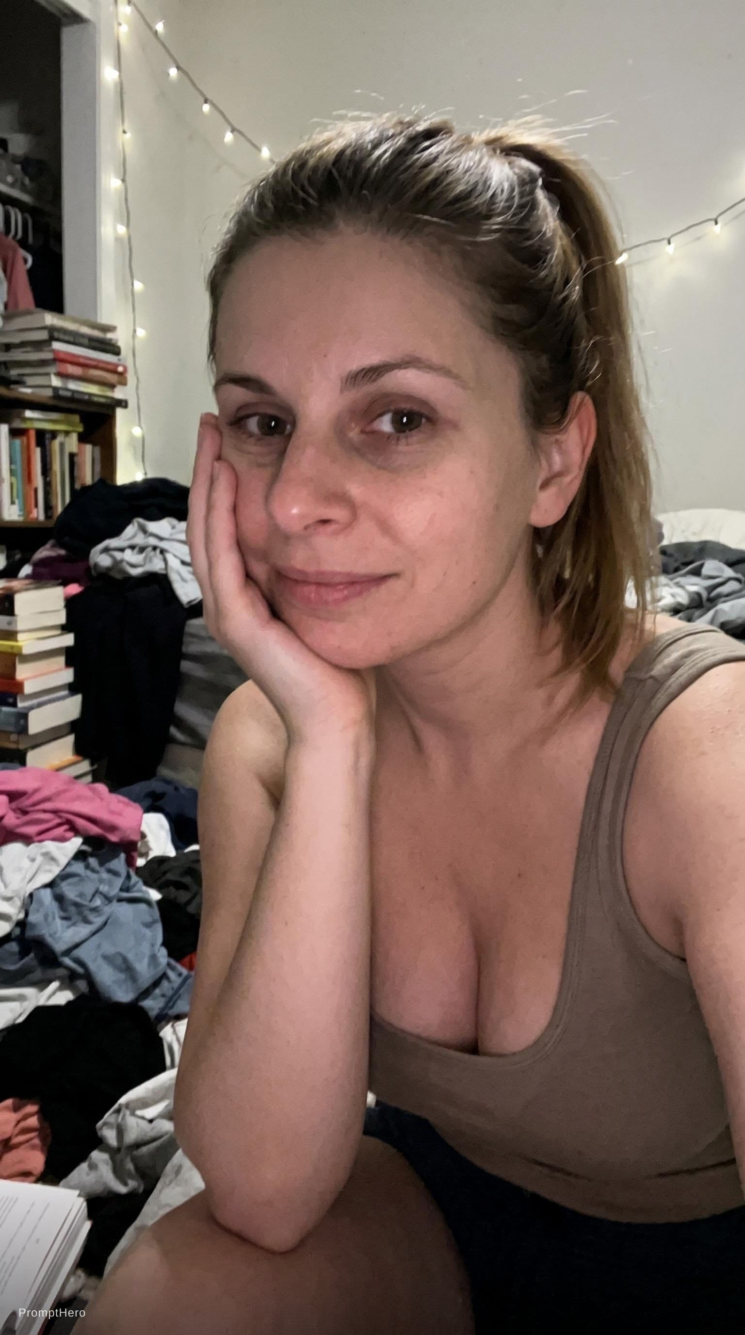 AI generated: Take the face from the input picture. An extremely mediocre iPhone front camera selfie, with no clea...