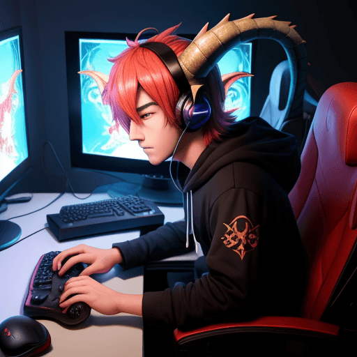 AI generated: Boy gamer anime dragon 