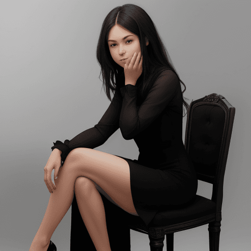 AI generated: A Woman Sitting In A Black Dress